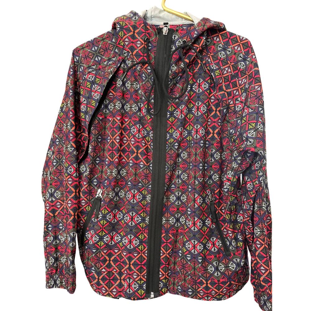 Krimson Klover Red Multicolor Hooded Zip Active Jacket Medium - Picture 2 of 6